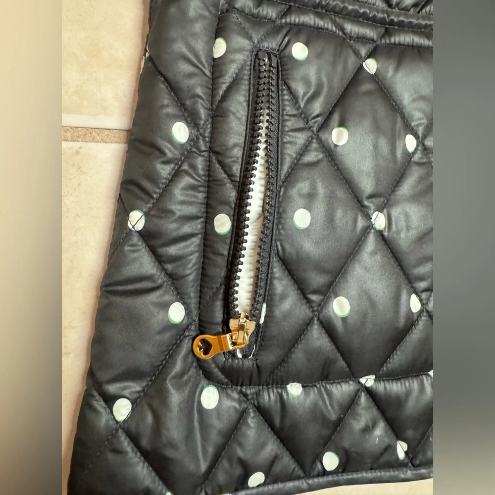 Kate Spade New York Reversible Quilted Polka Dot Sleeveless Vest - Black